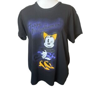 Disney Tokyo Adult Minnie Mouse Halloween T-Shirt Meowlloween XL Glow In Dark